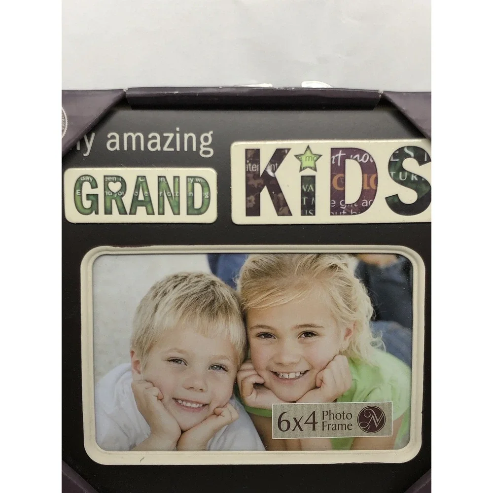 My Amazing Grandkids Picture Frame New NIB Holds 4x6 Picture Heavy Ceramic Frame